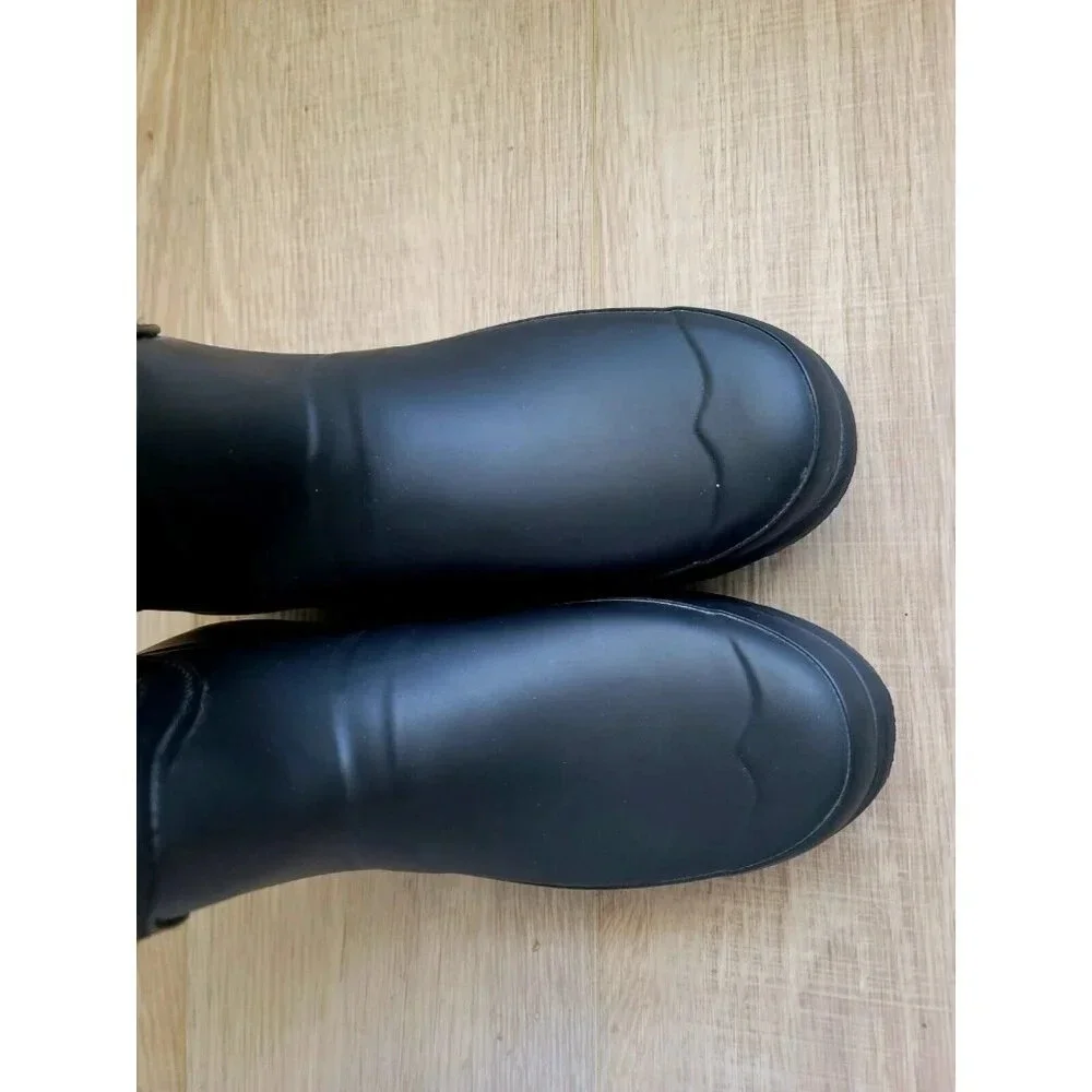 Hunter Fisherman Black Clear Buckle Rubber Tall Rain Outdoor Boots Shoes 7